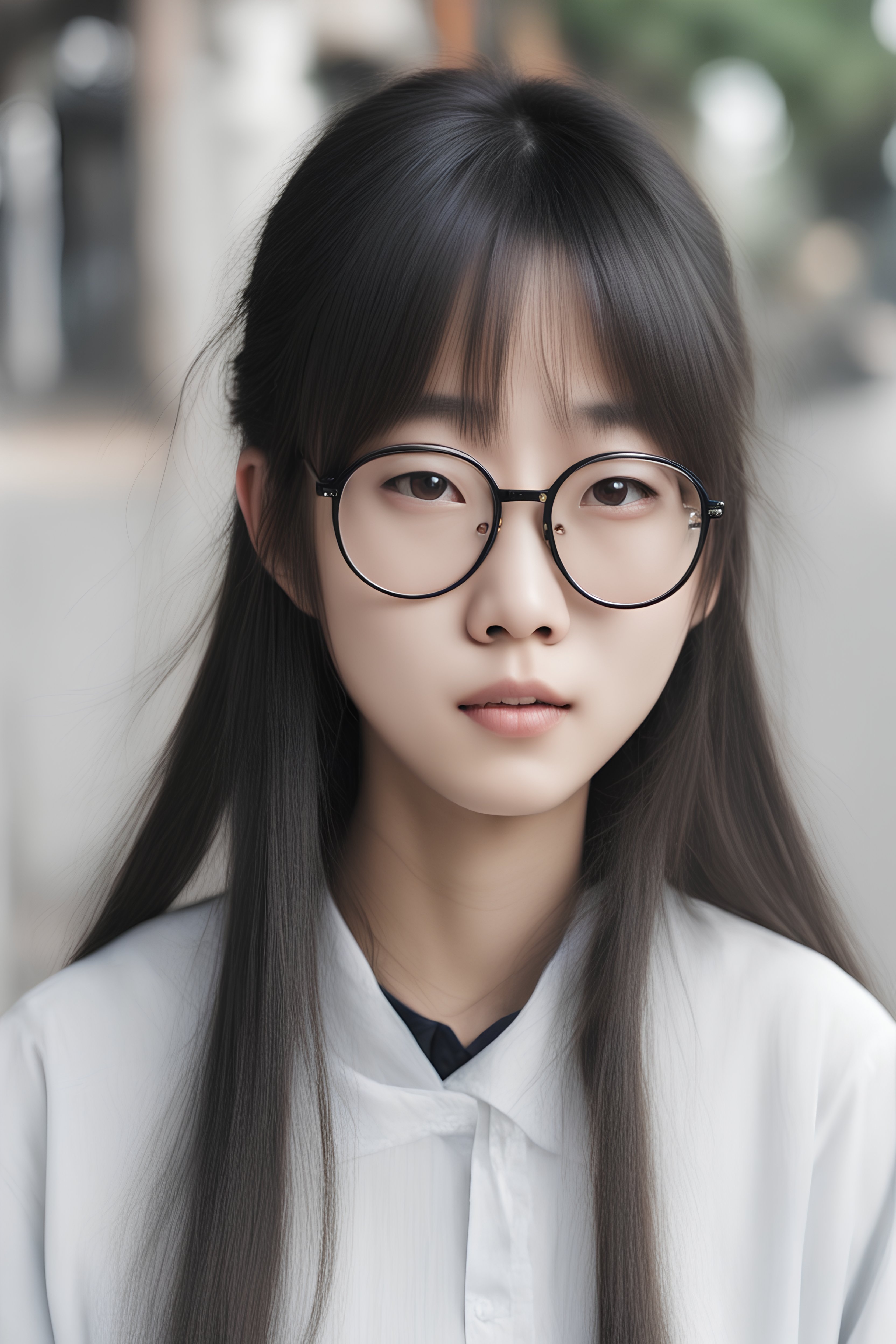 15 years old chinese girl with glasses l...