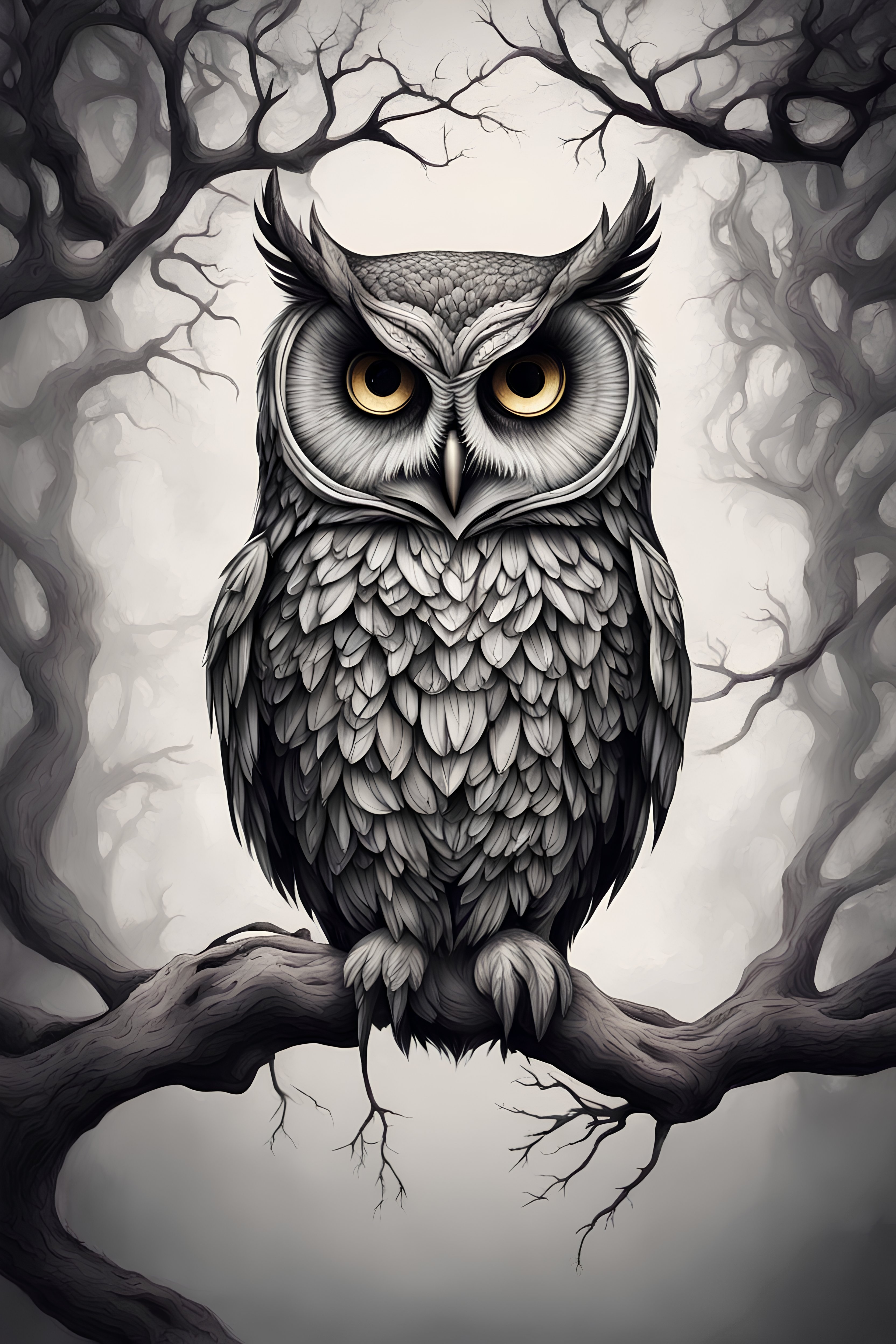 Owl Tattoo Design Blackwork Style · Creative Fabrica