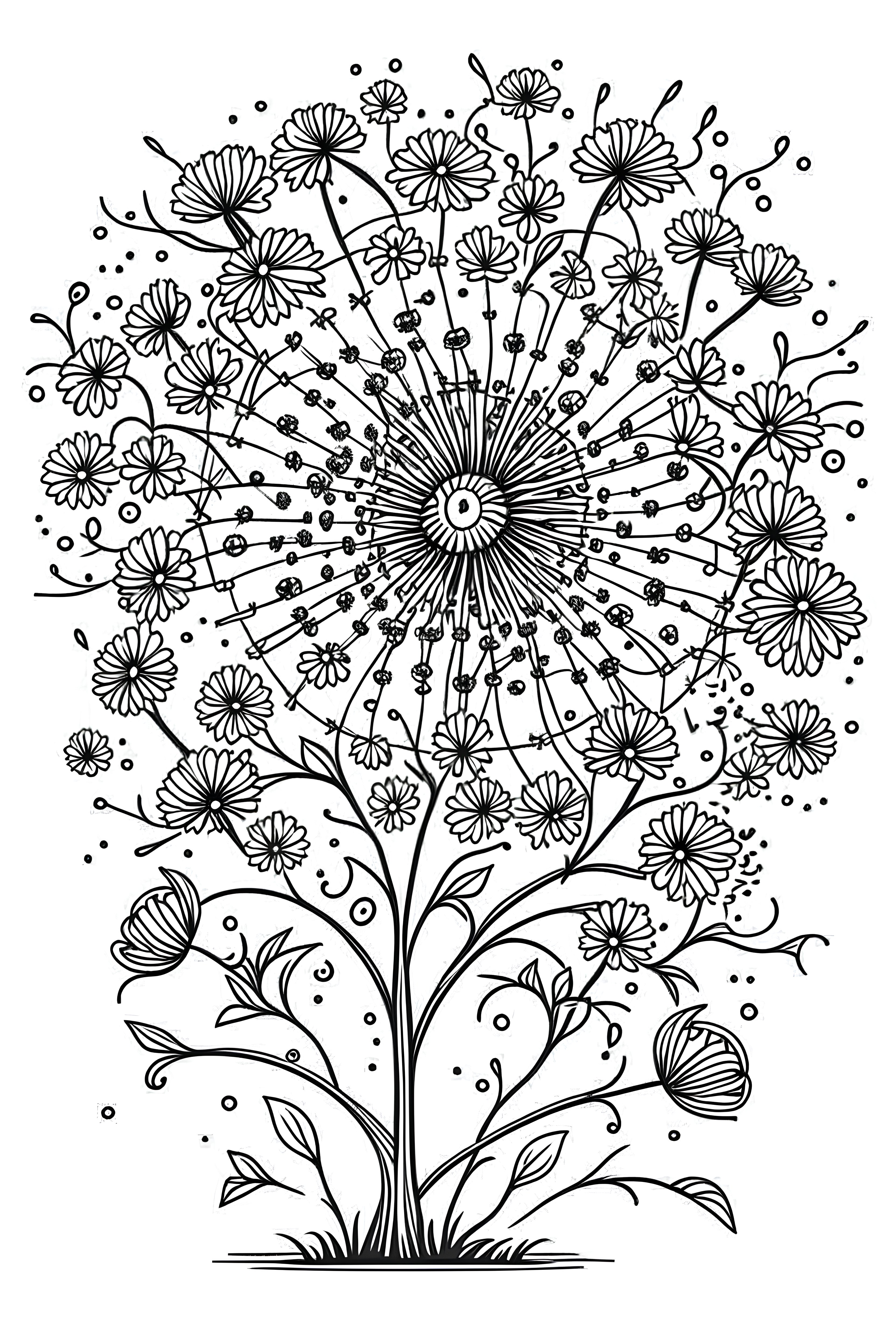  Bloom Where You Are Planted  Sketchbook: 8x10 120 Pages Black  And White dandelion flowers Sketchbook Journal Art Diary for Sketching  Doodling Cute Gift For Teen Adult Girl Women. (Sketchbook Vol_24)